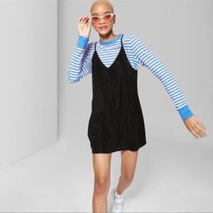 2/$30 Wild Fable Striped Ribbed Velvet V-Neck Sleeveless Mini Tank Dress